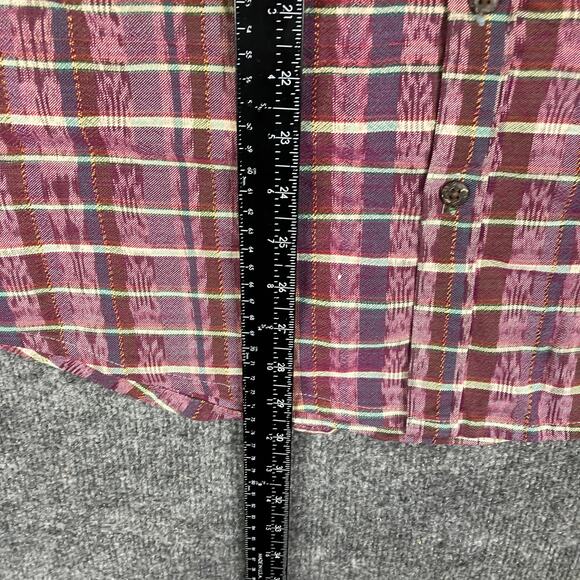 Altiplano Shirt Mens Size XL Multicolor Striped Button Up 70s Style Leather Blen - Picture 3 of 8